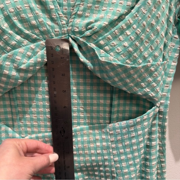 Zara Green Gingham Cut Out Midi Puff Sleeve Dress Size Small Women - Picture 13 of 14